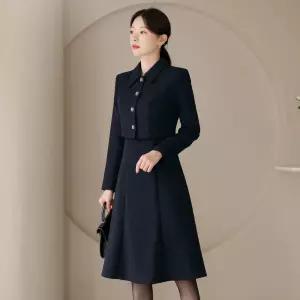 [시크라인] (~XXL까지) 솔라엘미 자켓 레이어드 트위드 원피스 겨울 하객룩 오피스룩 모임룩 격식룩 빅사이즈