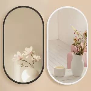 플로스 양타원 화장대 욕실 벽 거울 인테리어 벽걸이 타원형 나무 우드 원형 거울 엔틱 원목