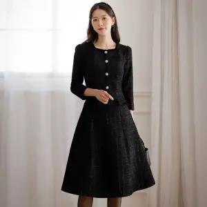 [시크라인] (~XXL까지) 리에이브 펄사 트위드 원피스 겨울 A라인 하객룩 오피스룩 모임룩 격식룩 연말룩 빅사이즈