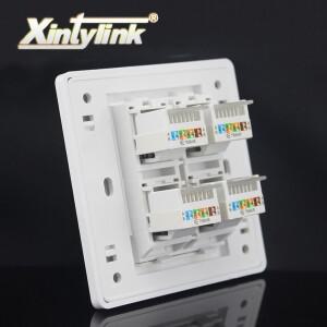 Xintylink rj45 소켓 잭 모듈러 4 포트 cat5e cat6 키스톤 흰색 pc 벽면 플레이트 페이스 도구가 필요없는