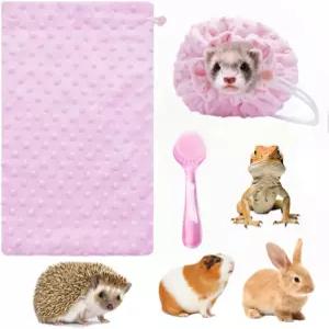 FASAROU 수염 용 목욕 타월 페럿 고슴도치 소형 반려동물을 위한 조절 가능한 드로스트링 극세사 포함 빠른