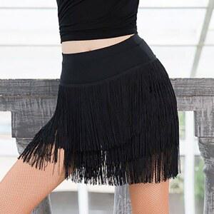 스커트 댄스복 라인댄스치마 하의 라틴 평치마 블랙 3층