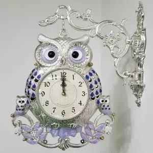 대형부엉이 은도금 양면벽시계 인테리어 벽걸이 (KYR-W3200F3)