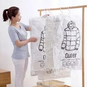 위생 방습 옷걸이형 진공 압축팩 Outer ZIP 입체형 겨울 의류 대형 가정용 환절기