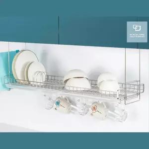 싱크대 상부장 고정형 스텐 물받이 봉걸이 건조대 선반 부착형 부엌 정리대 주방