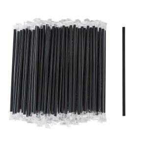 버블티, 스무디, 밀크셰이크용 일회용 블랙 플라스틱 보바 빨대 9인치 - 직경 8mm 개별 포장(벌크 1200개) BPA 프리 및 내구성이 뛰어나며 파티, 카페, 가정용으로 우아합니다
