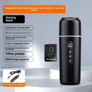USB 전원 차량용 온수병 500ML, 12V 24V 전기 가열 보온병, 차량 및 출퇴근용 휴대용 여행컵