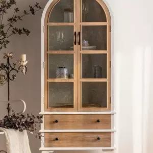 유리진열장 엔틱 원목 화이트 장식장 그릇 아치형 주방 거실 유리장
