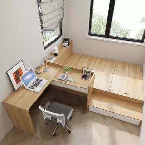 침대책상 일체형 조립식 이층침대 공간활용 수납 교체가능 작은방 원목