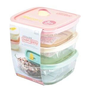 냉동실 파스텔 색상 세트용 락앤락 오븐 글래스 조리 밥 보관 용기 3개