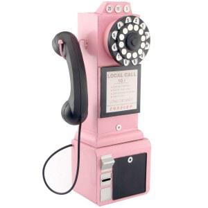 옛날 전화기 소품 벽걸이형 레트로전화기 레트로 공중 버튼식 일반 블루 미니 앤틱 수화기