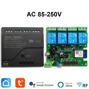 AC 85250V 4 채널 Wifi 스마트 가전 제어 스위치 모듈 4CH 220V 10A 릴레이 순간 토글 인터록