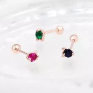 14K 금침 고양이 로즈골드 컬러 큐빅 피어싱