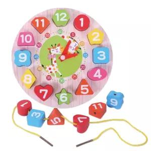 꿀템 실꿰는 원목시계 퍼즐 블럭놀이 기린