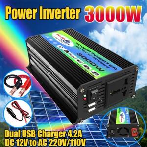 300W 정격 최대 출력 차량용 파워 인버터 12V 에서 110V/220V로 변환 듀얼 USB 고속 충전 8중 보호 LED 표