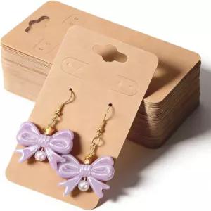 6개의 구멍이 있는 Thinp 100개 귀걸이 디스플레이 카드 2x3.5인치 홀더 빈 종이 보석 DIY 공예품 소매