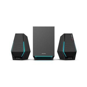 Edifier G1500 MAX 2.1 게이밍 스피커 - 4인치 서브우퍼 및 2.5인치 위성 스피커, 블루투스 5.3 다중 유선 연결, 10개의 RGB 조명 효과, PC / PS5 Xbox Phone용 3가지 사운드 모드 제공