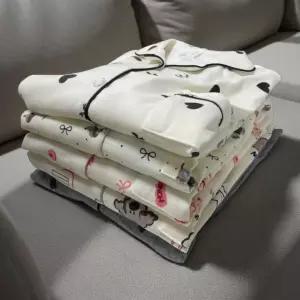 피치기모 커플 잠옷세트 남녀공용 겨울 면 파자마 홈웨어 포근한 수면 파자마