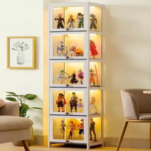 피규어보관함 피규어장식장 LED조명 투명 접이식 방진 사방 수납장 캐비닛 먼지차단 진열대
