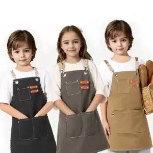 어린이 미술 요리 활동용 캔버스 소재 앞치마 유치원 초등학생 체험 학습 착용