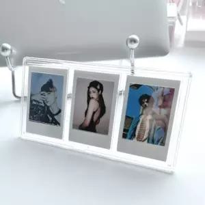 포토카드 인스탁스 폴라로이드 사진 투명 아크릴 액자 3단 프레임 탁상용