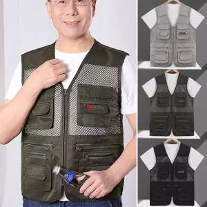 남자 등산 외출 낚시 여름 메쉬 멀티 포켓 통풍 조끼 현장 자켓 작업복망사 베스트 택배 간절기남성 봄조끼