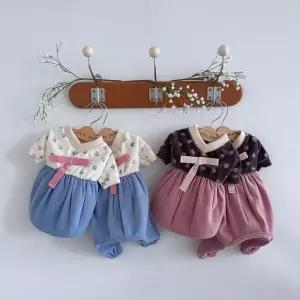 코코아허니 118F겨울꽃한복예쁜강아지 애완견 멍멍이 플라워 애원피스 반려올인원 개한복 반려