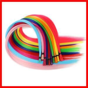 합성 20인치 I팁 퓨전 헤어 익스텐션 파티 컬러 키트 스트레이트 100가닥 내열성 하이라이트 깃털 헤어피스