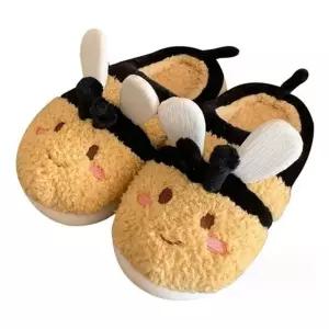 귀여운 꿀벌 캐릭터 털슬리퍼 실내화 거실화