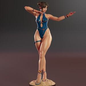 24CM 게임 캐릭터 5909 SF6 춘리 3D 프린트 모델 조립되지 않은 미도색 GK 피규어 화이트 레진 키트