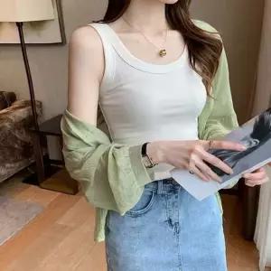 민소매 데일리 티셔츠 봄여름 골지 여자 베이직스타일 박스티