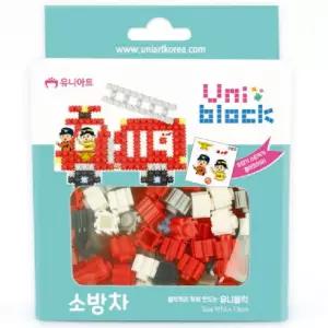 유니 디폼 블럭 소방차 도안 9mm 블록 만들기 세트 유아 어린이 남아용 단체 선물 아이들이 좋아하는 캐릭