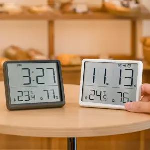 2컬러 LED 무선 전자달력 탁상 알람시계 벽걸이 건전지 온습도계