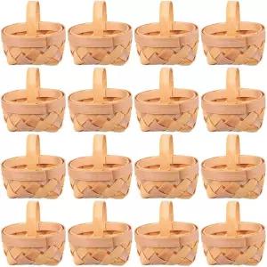 가나조노 미니 나무 바구니 6.5X5X3.5인치 수제 작은 칩 파티 사탕 결혼식 간식 보관용 선호