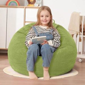 하버트웨이 2피트 빈백 의자, 청소년 자이언트 메모리 폼이 채워진 빅 빈백, 부드러운 코듀로이 커버가 있는 대형 의자-그린