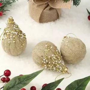 골드 크리스마스 오너먼트 물방울 트리 장식 오너먼트 진주 성탄절 파티