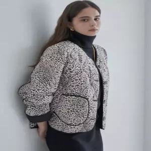 [르니앤맥코이]볼륨 레오파드 패턴 퀄팅 트렌디 자켓  MJ12PD602HJJ