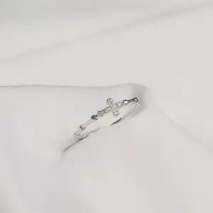 데일리 십자가 큐빅 사이즈 조절 실버 묵주반지