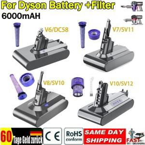 다이슨 호환 V6 V7 V8 V10 충전식 배터리 SV09 휴대용 진공 청소기 필터 용 6000mAh