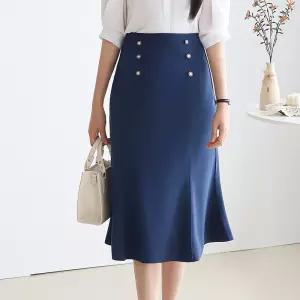 [55-77]더블단추 인어라인 미디 스커트_M2602SK603A