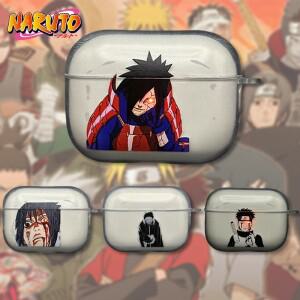 피규어  Naruto Uchiha Sasuke 이어폰 케이스 Airpods 4 3 2 1 Pro 무선 블루투스 헤드폰 투명 장식 커버