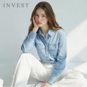 [인베스트] 베이직 스티치 데님 블라우스_IN6S1BL5201