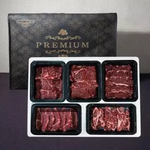 호주산 미국산 소고기 선물세트 5종 1kg 호주산 부채살 등심 미국산 갈비살 살치살 토시살 부모님 설선물