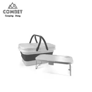 컴뱃 캠핑 2in1 바스켓 테이블용 장비 낭만 숲속파티 여행용품 접이식미니 식탁 휴대용 정리 나들이 피크닉