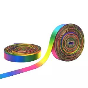 무지개 양면 포장 리본 끈 19mm공단롤 선물 공예 용리본