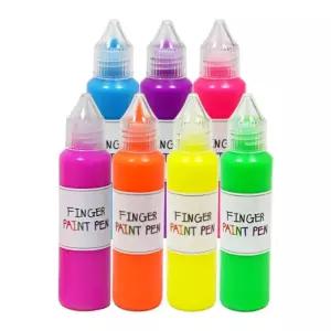 핑거 페인트펜 형광 7색 세트어린이물감 교육용 컬러 미술놀이 손가락 학습용 영아
