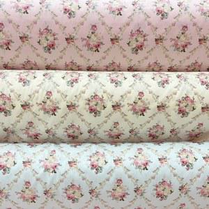 무명천 로즈 코튼 프린트 원단 침구 제작 수제 마감 식탁보 의류 천 160x50cm
