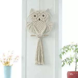 고급 부엉이 마크라메 벽 장식품 집들이선물소품 뜨개 카페 홈데코 가리개 걸이
