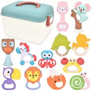 동물 딸랑이 치아발육기 12종 보관함 포함 세트 sl84849 0개월 신생아 KC인증 출산 돌 선물장난감 아기 치