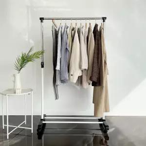 디자인 행거 이동식 옷걸이튼튼한헹거 철제 튼튼한 선반 거치대 조립식 가게 스텐드 수납 일자 틈새 우드 2